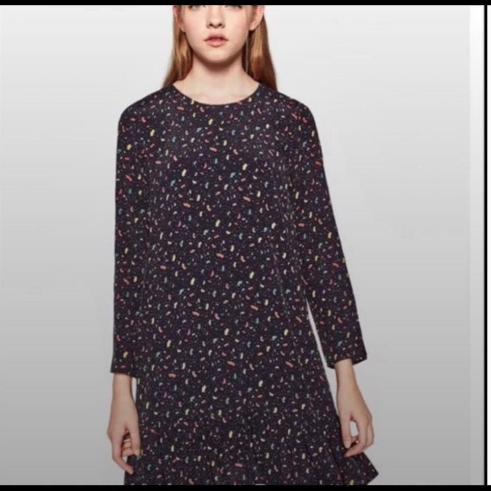 Zara Mini Drop Waist Long Sleeve Dress